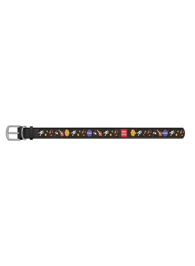 WAUDOG Adjustable Dog Collars - NASA Printed Collars for Dogs & Puppies - Soft Durable & Strong Dog Collars - Nylon Dog Collars for Pets - Black (19-25 cm) - Image 2